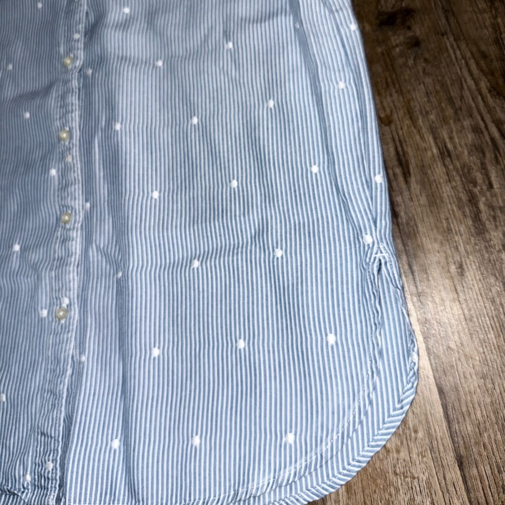 LOFT • Embroidered Dot Striped Poplin Button Down - Picture 4 of 9